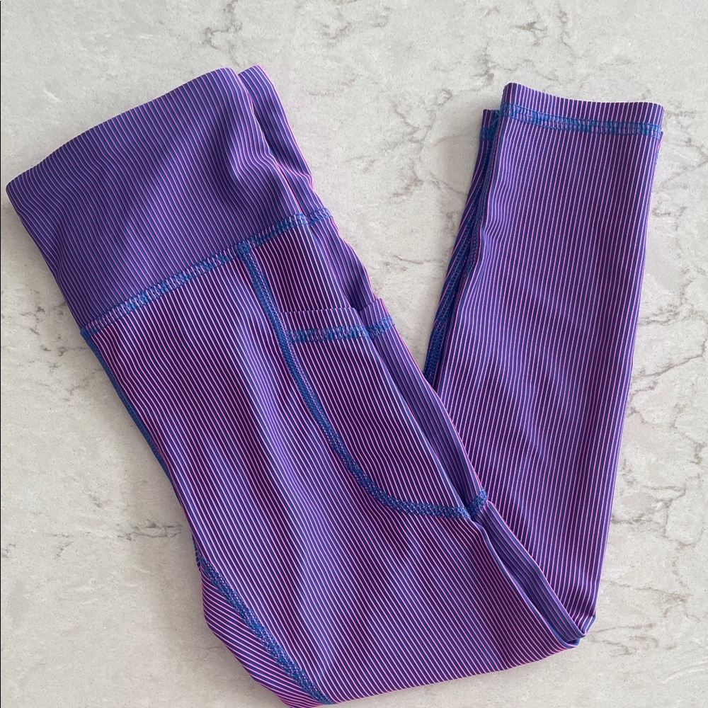 Old Navy Girls Pink & Blue Athletic Ribbed Leggings NWOT